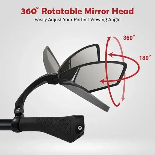 Hafny New Handlebar Bike Mirror, HD Blast-Resistant, Safe Crystal Clear Glass Mirror, Adjustable Rotatable Bicycle Mirror, Rearview Mirror for Bicycle, HF-MR095 - 5