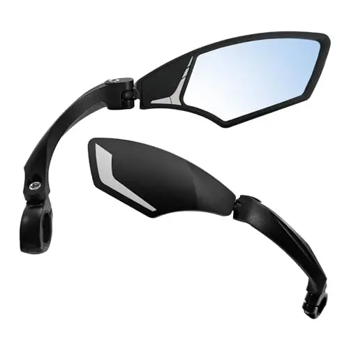 Hafny NEW Handlebar Bike Mirror, HD,Blast-resistant, E-bike Mirror, Glass Lens, HF-MR095 (Anti-glare Blue Right) - 4