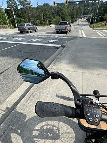 Hafny NEW Handlebar E-Bike Mirror, Large Surface Mirror, HD Automotive Grade Glass Bicycle Mirror, Safe Blast-Resistance Cycling Mirror, (HF-M904-FR01B) (Anti-glare Blue Glass Left) - 6