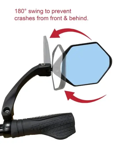 Hafny NEW Handlebar E-Bike Mirror, Large Surface Mirror, HD Automotive Grade Glass Bicycle Mirror, Safe Blast-Resistance Cycling Mirror, (HF-M904-FR01B) (Anti-glare Blue Glass Right) - 4