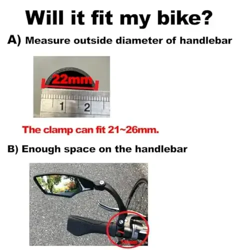 Hafny Handlebar Bike Mirror – HD Glass, Wide Angle, Adjustable 360° Rear View – Shatterproof, Anti-Glare, Premium, MTB, E-Bike, and Commuter Cycling Safety, HF-MR095 - Hafny (1)