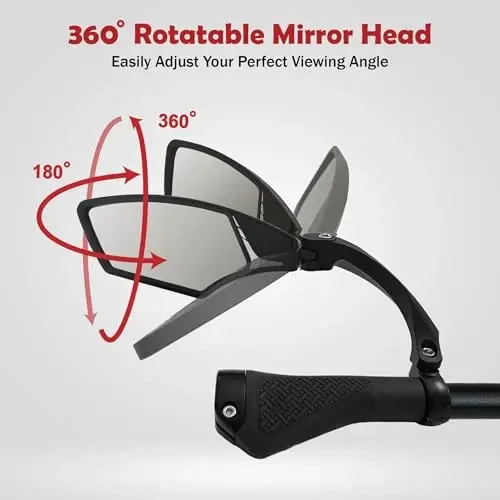 Hafny Handlebar Bike Mirror – HD Glass, Wide Angle, Adjustable 360° Rear View – Shatterproof, Anti-Glare, Premium, MTB, E-Bike, and Commuter Cycling Safety, HF-MR095 - 4