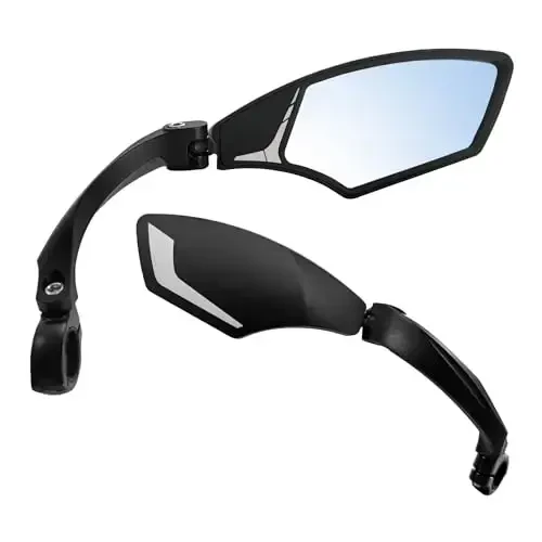 Hafny NEW Handlebar Bike Mirror, HD,Blast-resistant, E-bike Mirror, Glass Lens, HF-MR095 (Anti-glare Blue Right) - 4