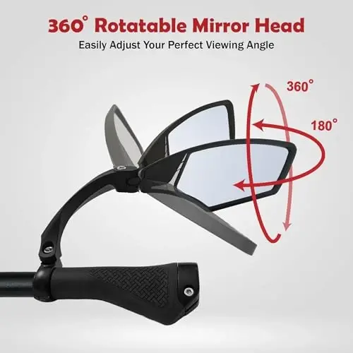 Hafny New Handlebar Bike Mirror, HD Blast-Resistant, Safe Crystal Clear Glass Mirror, Adjustable Rotatable Bike Mirror, Rearview Mirror,HF-MR095 - 3