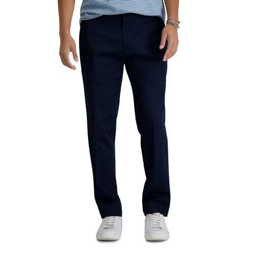 Haggar Erkek Premium Ütü Gerektirmeyen Kaki Slim Fit Düz Ön Cepli Günlük Pantolon - 3