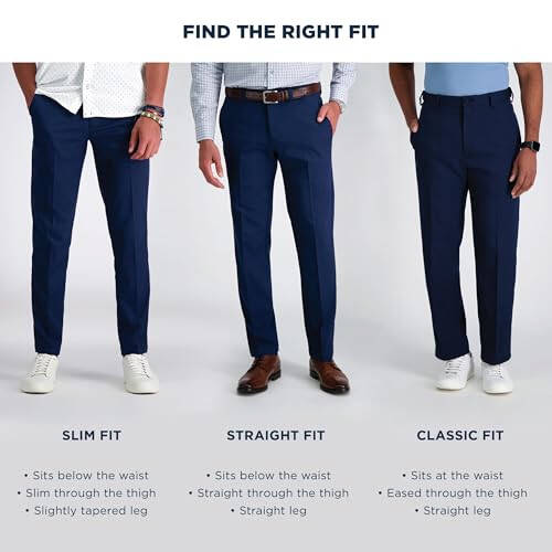 Haggar Erkek Premium Ütü Gerektirmeyen Kaki Slim Fit Düz Ön Cepli Günlük Pantolon - 1