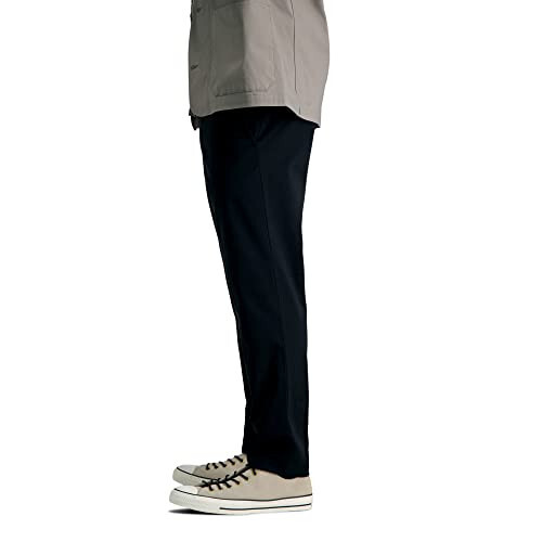 HAGGAR Mens Life Bej Rahat Düz Ön Dar Kesim Chino Pantolon - 2