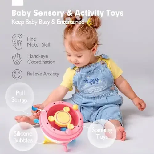 hahaland 1 Year Old Girl Gifts - Montessori Toys Baby Toys 12-18 Months for Sensory Toys Pop Fidget Spinning Toy for 1-3-Year-Old Gift Airplane Toddler Travel Toy for 12-18 Month Birthday Gifts - 2