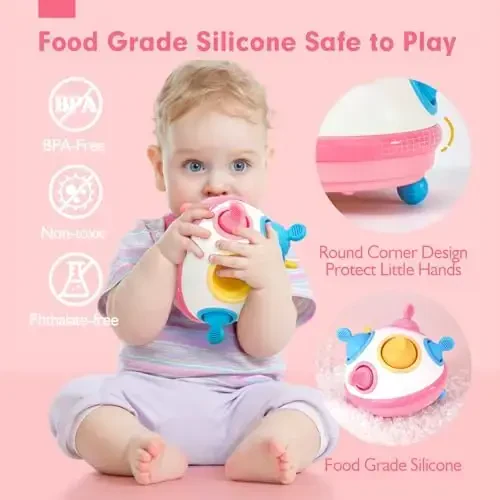 hahaland 1 Year Old Girl Gifts - Montessori Toys Baby Toys 12-18 Months for Sensory Toys Pop Fidget Spinning Toy for 1-3-Year-Old Gift Airplane Toddler Travel Toy for 12-18 Month Birthday Gifts - 6
