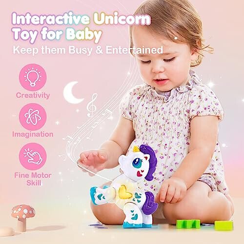 hahaland Toys for 1 Year Old Girl Toddler Girl Toys Unicorn Musical Light up Baby Girls, Interactive Travel One Year Old Baby Girl Birthday Gifts - hahaland (1)