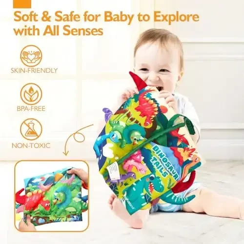 hahaland Baby Books 0-6 Months,Infant Tummy Time Toy Sensory Toys 6 to 12 Months Touch Feel Book Gifts for Boy Girl 0-3 Month Learning Toy Baby Christmas Birthday Gifts Stocking Stuffers (Single) - 4