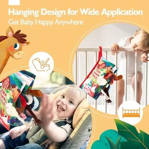 hahaland Baby Books 0-6 Months,Infant Tummy Time Toy Sensory Toys 6 to 12 Months Touch Feel Book Gifts for Boy Girl 0-3 Month Learning Toy Baby Christmas Birthday Gifts Stocking Stuffers (Single) - 6