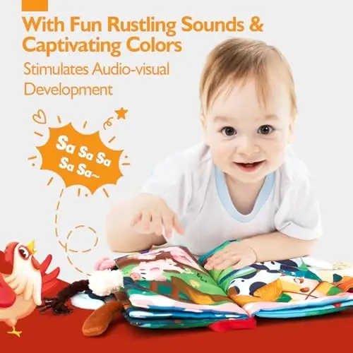 hahaland Baby Books 0-6 Months,Infant Tummy Time Toy Sensory Toys 6 to 12 Months Touch Feel Book Gifts for Boy Girl 0-3 Month Learning Toy Baby Christmas Birthday Gifts Stocking Stuffers (Single) - 3