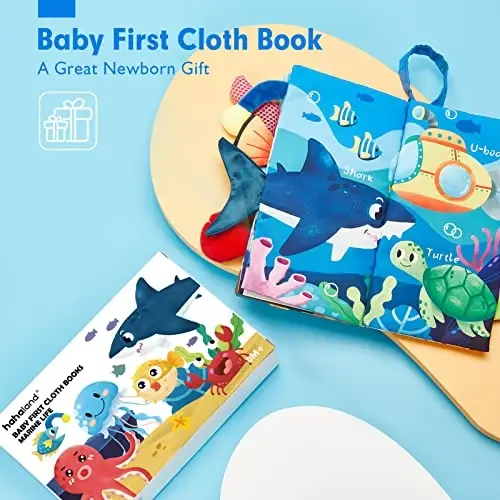 hahaland Baby Books 0-6 Months, Infant Tummy Time Toy Baby Toys 6 to 12 Months Touch Feel Book Baby Gifts for Boy Girl 0-3 Months Learning Toy Baby Christmas Birthday Gifts Stocking Stuffers (Single) - 2