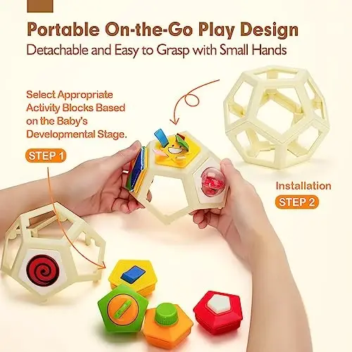 hahaland Montessori Toys for 1 Year Old Girl Gifts-Busy Activity Cube Travel Toys for 12-18 Months Baby Sensory Ball Development Educational Toy for 6 12 18 Months - 3