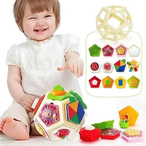 hahaland Montessori Toys for 1 Year Old Girl Gifts-Busy Activity Cube Travel Toys for 12-18 Months Baby Sensory Ball Development Educational Toy for 6 12 18 Months - 1
