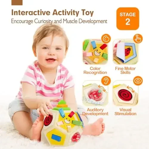 hahaland Montessori Toys for 1 Year Old Girl Gifts-Busy Activity Cube Travel Toys for 12-18 Months Baby Sensory Ball Development Educational Toy for 6 12 18 Months - 5