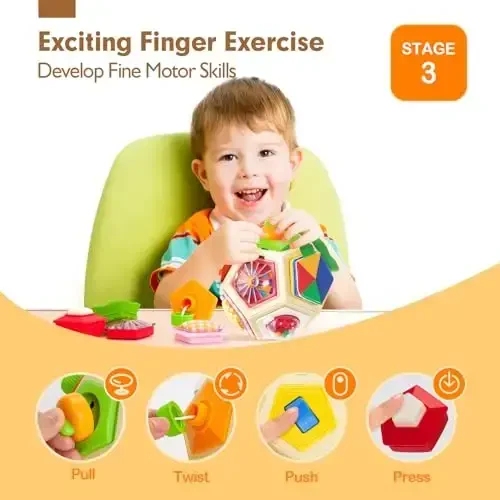 hahaland Montessori Toys for 1 Year Old Girl Gifts-Busy Activity Cube Travel Toys for 12-18 Months Baby Sensory Ball Development Educational Toy for 6 12 18 Months - 6
