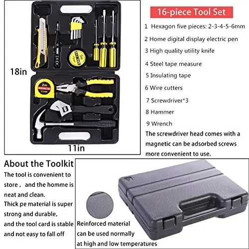 HAIPHAIK Car Emergency Kit,Emergency Roadside Kit for Car,Car Accessories for Women or Men,Car Safety Kit with Jumper Cables 11.8 FT,Tow Strap,Folding Survival Shovel,Roadside Emergency Kit - 3