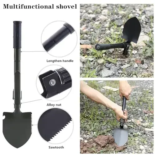 HAIPHAIK Автомобильный аварийный комплект - комплект для экстренной помощи на дороге, автомобильный аварийный комплект с проводами для прикуривания, комплекты безопасности для автомобилей, складная лопата, буксировочный трос, автомобильный набор инструментов - 5