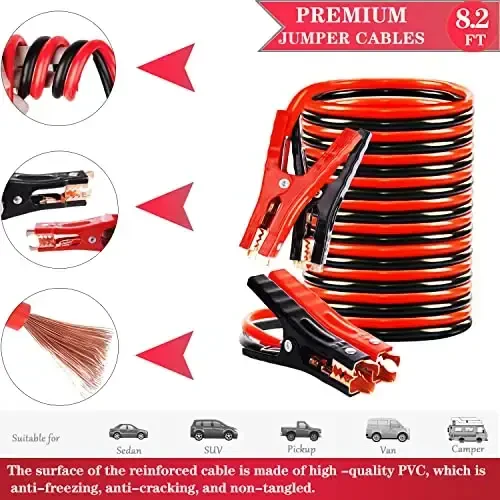HAIPHAIK Car Emergency Roadside Kit - Roadside Assistance Emergency Kit, Car Emergency Kit with Jumper Cables, Safety Kits for Cars, Folding Shovel, Tow Rope, Car Tool Kit - 3