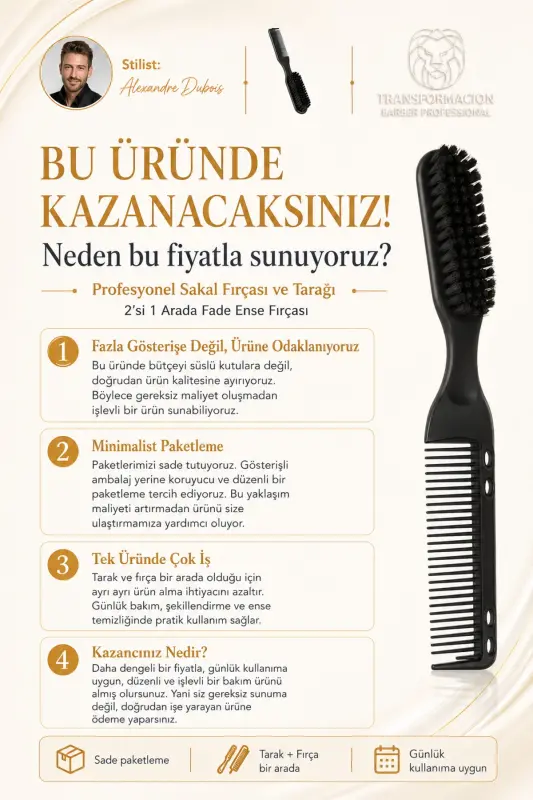 Hair and Beard Comb Brush - 6