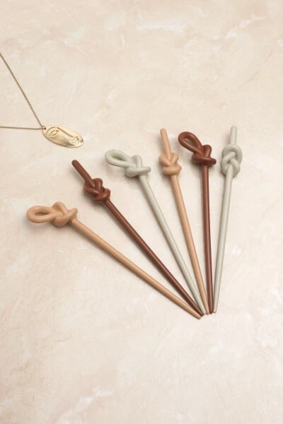 Hair Bun Holder Women 6 Pcs Brown Shades Women Hair Bun Stick - Modazone