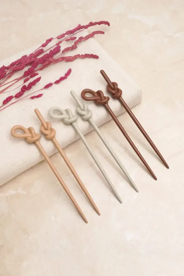 Hair Bun Holder Women 6 Pcs Brown Shades Women Hair Bun Stick - 3