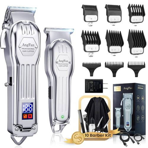 Hair Clippers for Men with Charger T-Blade Hair Beard Trimmer Kit Professional Clippers for Hair Cutting Kit with Led Display Cordless Clippers for Men Women Kids Barber Grooming Kit for Household - 1