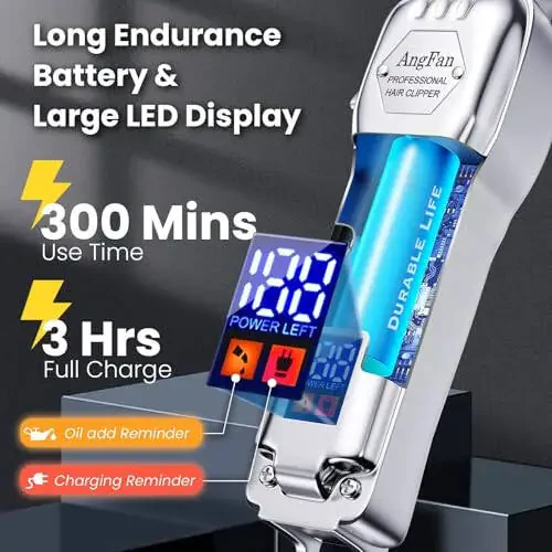 Hair Clippers for Men with Charger T-Blade Hair Beard Trimmer Kit Professional Clippers for Hair Cutting Kit with Led Display Cordless Clippers for Men Women Kids Barber Grooming Kit for Household - 1