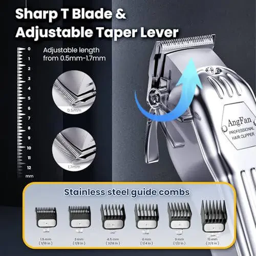 Hair Clippers for Men with Charger T-Blade Hair Beard Trimmer Kit Professional Clippers for Hair Cutting Kit with Led Display Cordless Clippers for Men Women Kids Barber Grooming Kit for Household - 2