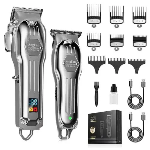 Hair Clippers for Men with Charger T-Blade Hair Beard Trimmer Kit Professional Clippers for Hair Cutting Kit with Led Display Cordless Clippers for Men Women Kids Barber Grooming Kit for Household - 5