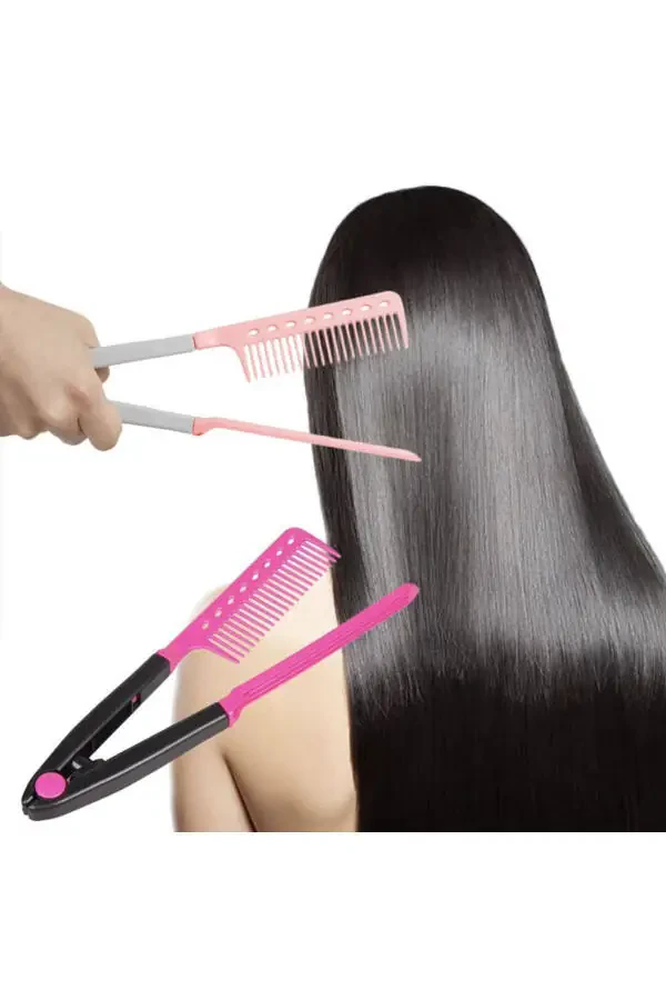 Hair Cutting V-Shaped Straightener Blow Dryer Barber Comb Lob Assortment - 3