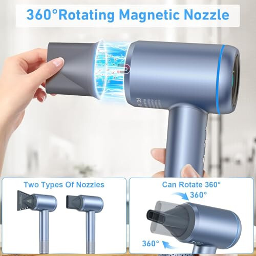 Hair Dryer, 150000 RPM High-Speed Brushless Motor Negative Ionic Hair Dryer for Fast Drying, Blow Dryer with Memory Mode, 4 Temps & 3 Speeds and 2 Magnetic Nozzle Hairdryer for Woman Kids Salon - 5