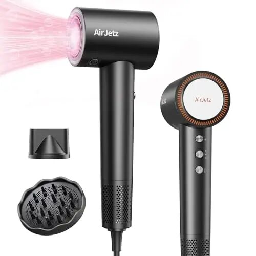 Hair Dryer, 160,000 RPM High-Speed Ionic Blow Dryer for Fast Drying, Professional Lightweight Hairdryer with Diffuser, Magnetic Nozzle, 4 Temps & 2 Speeds, Low Noise for Travel - Black - 1