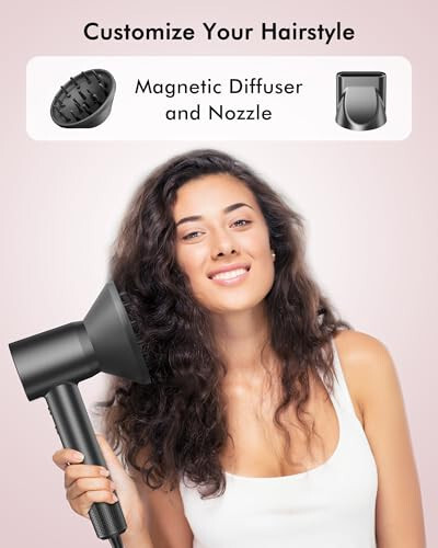 Hair Dryer, 160000 RPM Professional High Speed Ionic Blow Dryer 500 Million Negative Ions & Heat-Control & Low Noise Hairdryer with Magnetic Diffuser for Faster Drying All Hair Types, No Heat Damage - 7