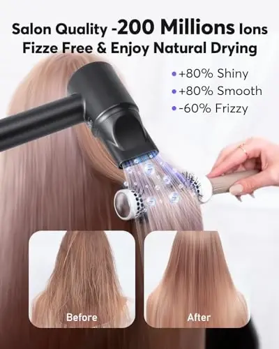 Hair Dryer - Bopcal Ionic Blow Dryer with Concentrator for All Hair Types, 110000 RPM High-Speed Fast Drying Lightweight and Quiet, 200 Million Negative Ions Dryer with Thermo-Control (1500w) - 3