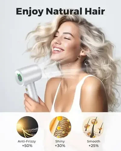 Hair Dryer - Bopcal Ionic Blow Dryer with Concentrator for All Hair Types,160000 RPM High-Speed Fast Drying Lightweight and Quiet, 200 Million Negative Ions Dryer with Thermo-Control (1500w) - Bopcal