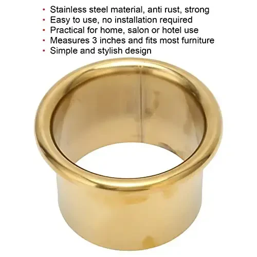 Hair Dryer Holder Insert, Firm and Rust Proof, Stainless Steel Hair Dryer Stand for Bathroom Hotel Hairdressing Salon(Gold) - 4