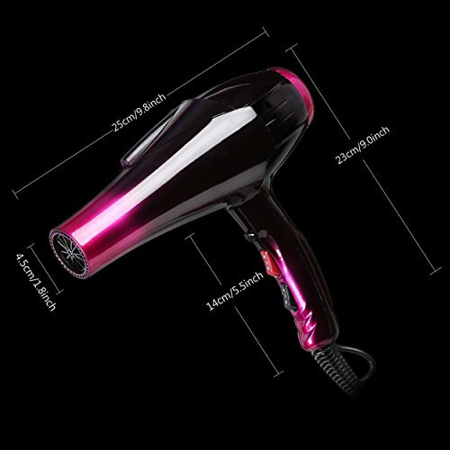 Hair Dryer Professional Blow Dryer Negative Ions 3500W Powerful Fast Drying Low Noise Long Cord Quick Dryer with Nozzle and Diffuser Hair Blow Dryer with 2 Speed and 3 Heat Settings (Purple-2) - 6