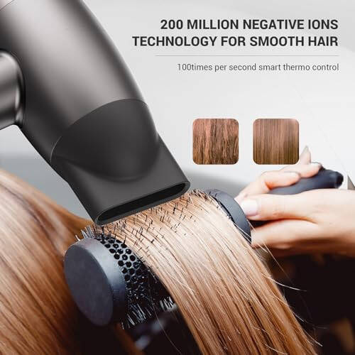 Hair Dryer - Professional Ionic Blow Dryer with 1600W, 200 Million Negative Ions, Speed Roller Technology, 120,000 RPM High-Speed Brushless Motor for Fast Drying, Light & Low Noise Hairdryer - 4