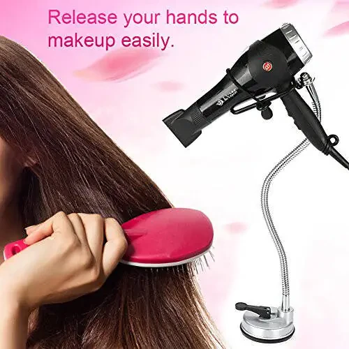 Hair Dryer Stand, 360 Degree Rotating Lazy Hair Dryer Stand Hand with Heavy Base, Hands-Free Blow Dryer Holder Countertop, Adjustable Height Hair Dryer Holder - 3