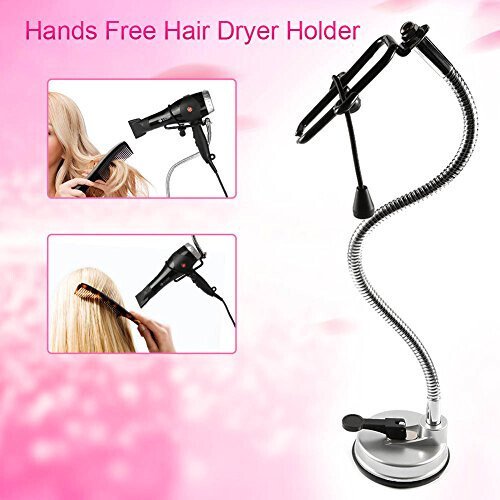 Hair Dryer Stand, 360 Degree Rotating Lazy Hair Dryer Stand Hand with Heavy Base, Hands-Free Blow Dryer Holder Countertop, Adjustable Height Hair Dryer Holder - 4