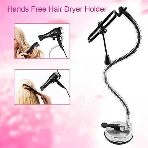 Hair Dryer Stand, 360 Degree Rotating Lazy Hair Dryer Stand Hand with Heavy Base, Hands-Free Blow Dryer Holder Countertop, Adjustable Height Hair Dryer Holder - 4