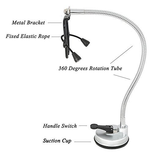 Hair Dryer Stand, 360 Degree Rotating Lazy Hair Dryer Stand Hand with Heavy Base, Hands-Free Blow Dryer Holder Countertop, Adjustable Height Hair Dryer Holder - 5