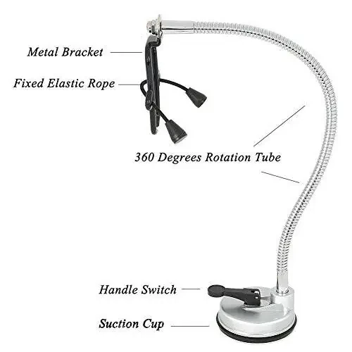 Hair Dryer Stand, 360 Degree Rotating Lazy Hair Dryer Stand Hand with Heavy Base, Hands-Free Blow Dryer Holder Countertop, Adjustable Height Hair Dryer Holder - 5