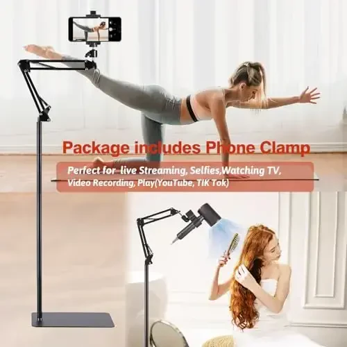 Hair Dryer Stand Holder Adjustable Hands Free Hair Dryer Holder，360 Rotate Hands Free Blow Dryer Holder，Blow Dryer Stand Hands Free Clip Suitable for 99% - 6