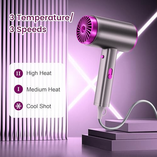 Hair Dryer with Diffuser, Powerful Fast Drying Low Noise Blow Dryer, Ideal for Home Salon Travel - 2