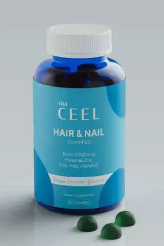 Hair Nail Vitamin Chewable Vegan Gummy Biotin 5000, Vitamin D, Zinc, Folic Acid, Horsetail - 5
