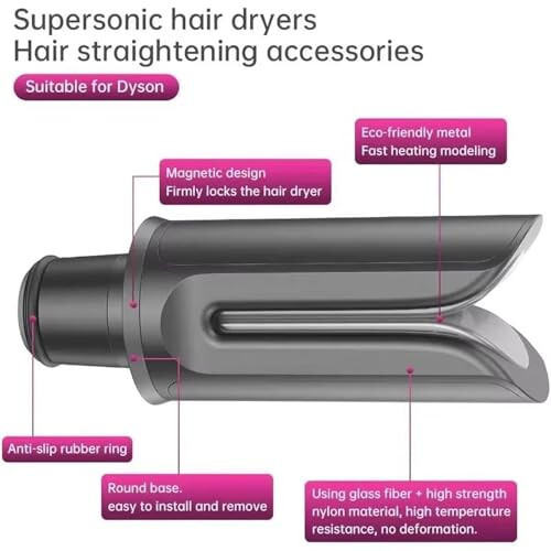 Hair Straightener Attachment for Dyson HD01 HD02 HD03 HD04 HD08 HD15 Supersonic Hair Dryer, Hair Dryer Attachments Accessories, for Dyson Hair Dryer Straightening Styling Nozzle - 4